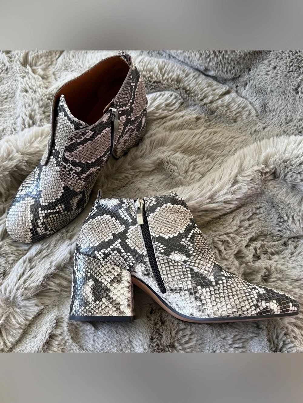 NIB Snake-Print Ankle Booties